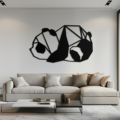 Geometric Sleeping Panda Metal Wall Art - Minimalist & Modern Decor - KAF195 - Tampa Home & Garden Store