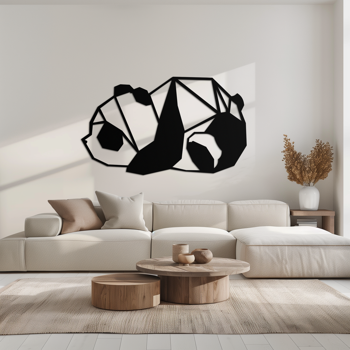 Geometric Sleeping Panda Metal Wall Art - Minimalist & Modern Decor - KAF195 - Tampa Home & Garden Store