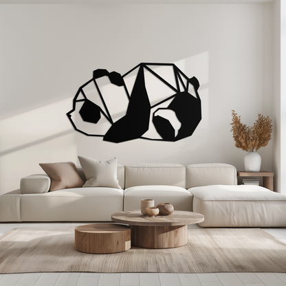 Geometric Sleeping Panda Metal Wall Art - Minimalist & Modern Decor - KAF195 - Tampa Home & Garden Store