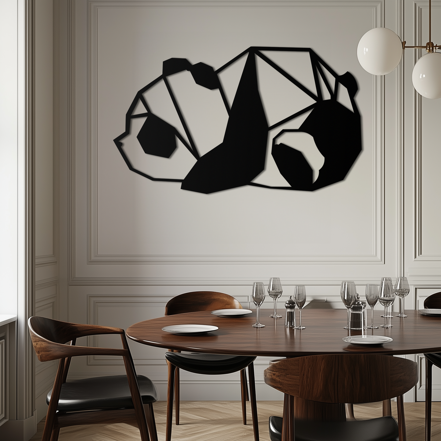 Geometric Sleeping Panda Metal Wall Art - Minimalist & Modern Decor - KAF195 - Tampa Home & Garden Store