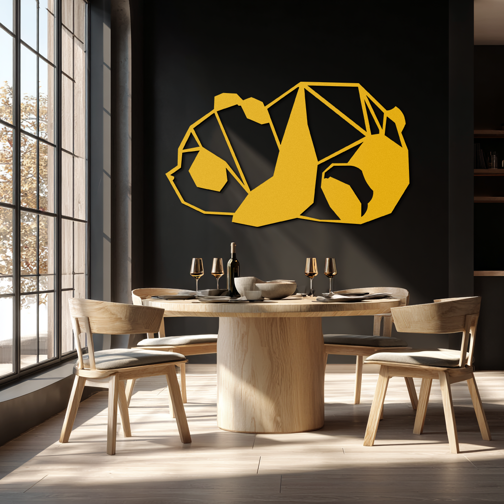 Geometric Sleeping Panda Metal Wall Art - Minimalist & Modern Decor - KAF195 - Tampa Home & Garden Store