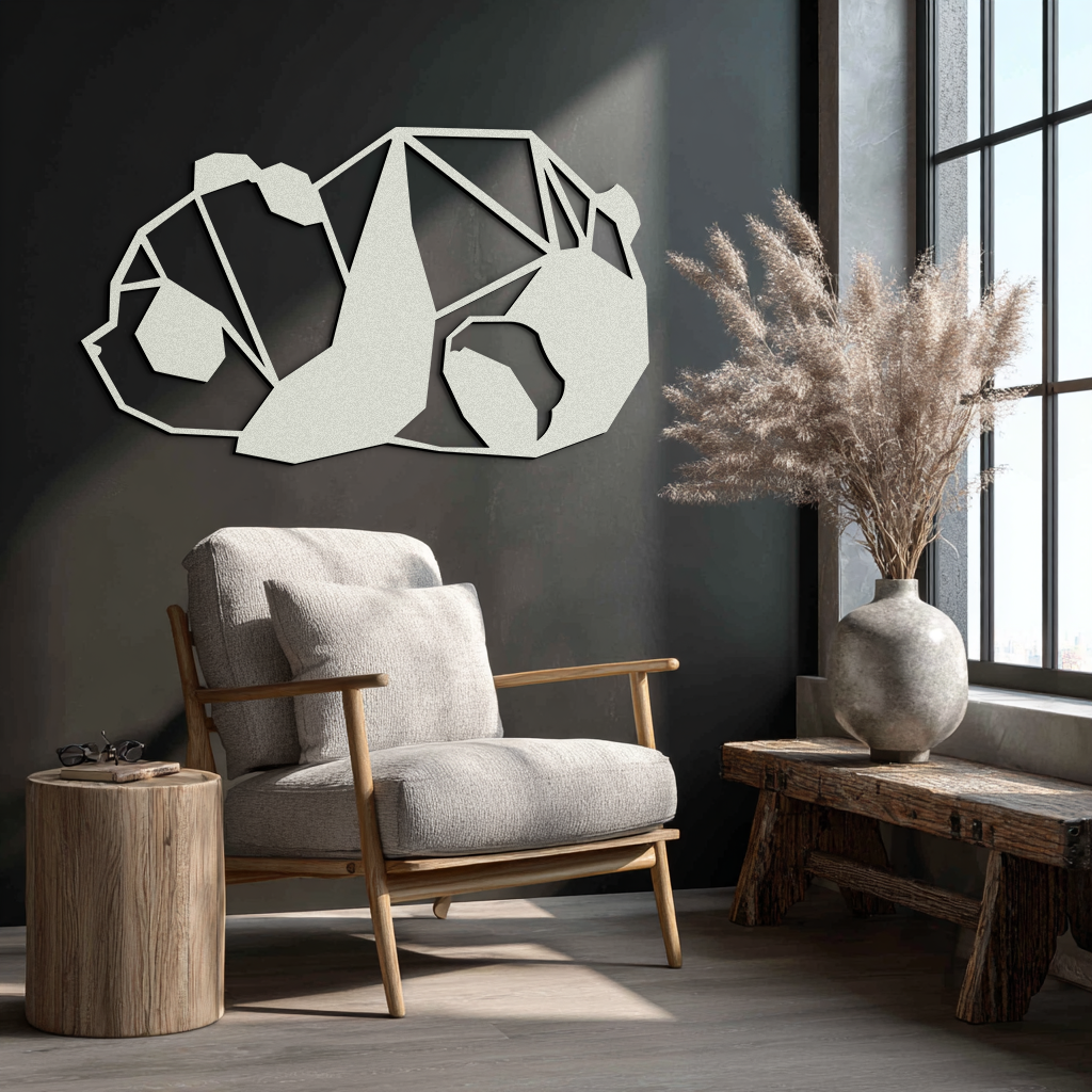 Geometric Sleeping Panda Metal Wall Art - Minimalist & Modern Decor - KAF195 - Tampa Home & Garden Store