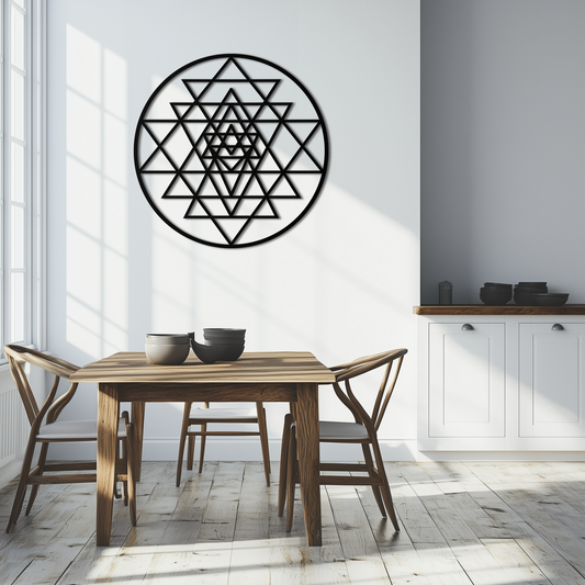 Geometric Sri Yantra Metal Wall Art - Sacred Geometry Steel Decor - KAF122 - Tampa Home & Garden Store