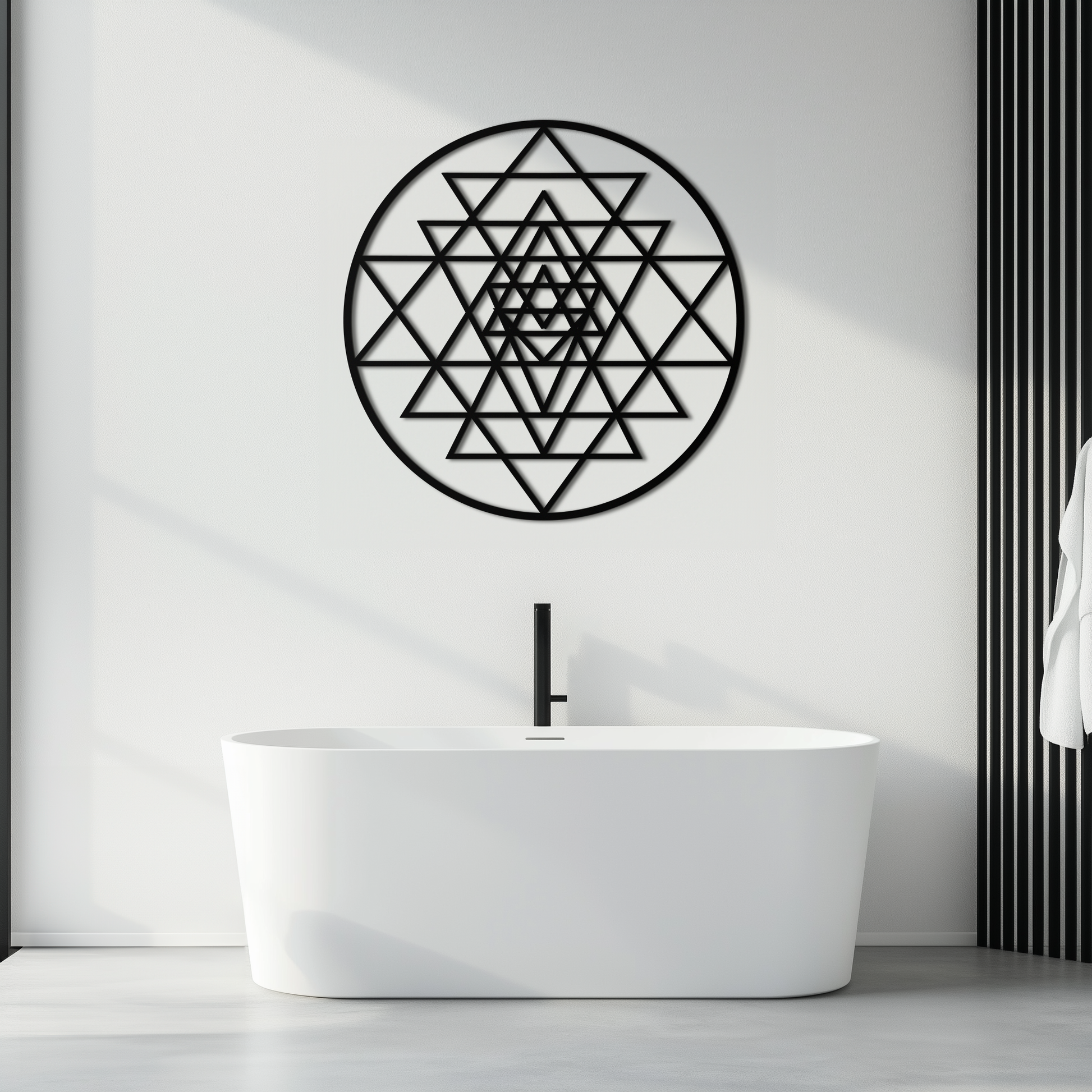 Geometric Sri Yantra Metal Wall Art - Sacred Geometry Steel Decor - KAF122 - Tampa Home & Garden Store