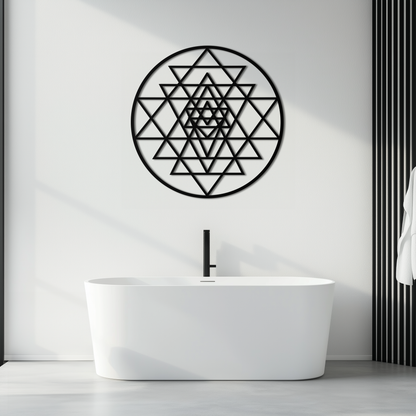 Geometric Sri Yantra Metal Wall Art - Sacred Geometry Steel Decor - KAF122 - Tampa Home & Garden Store