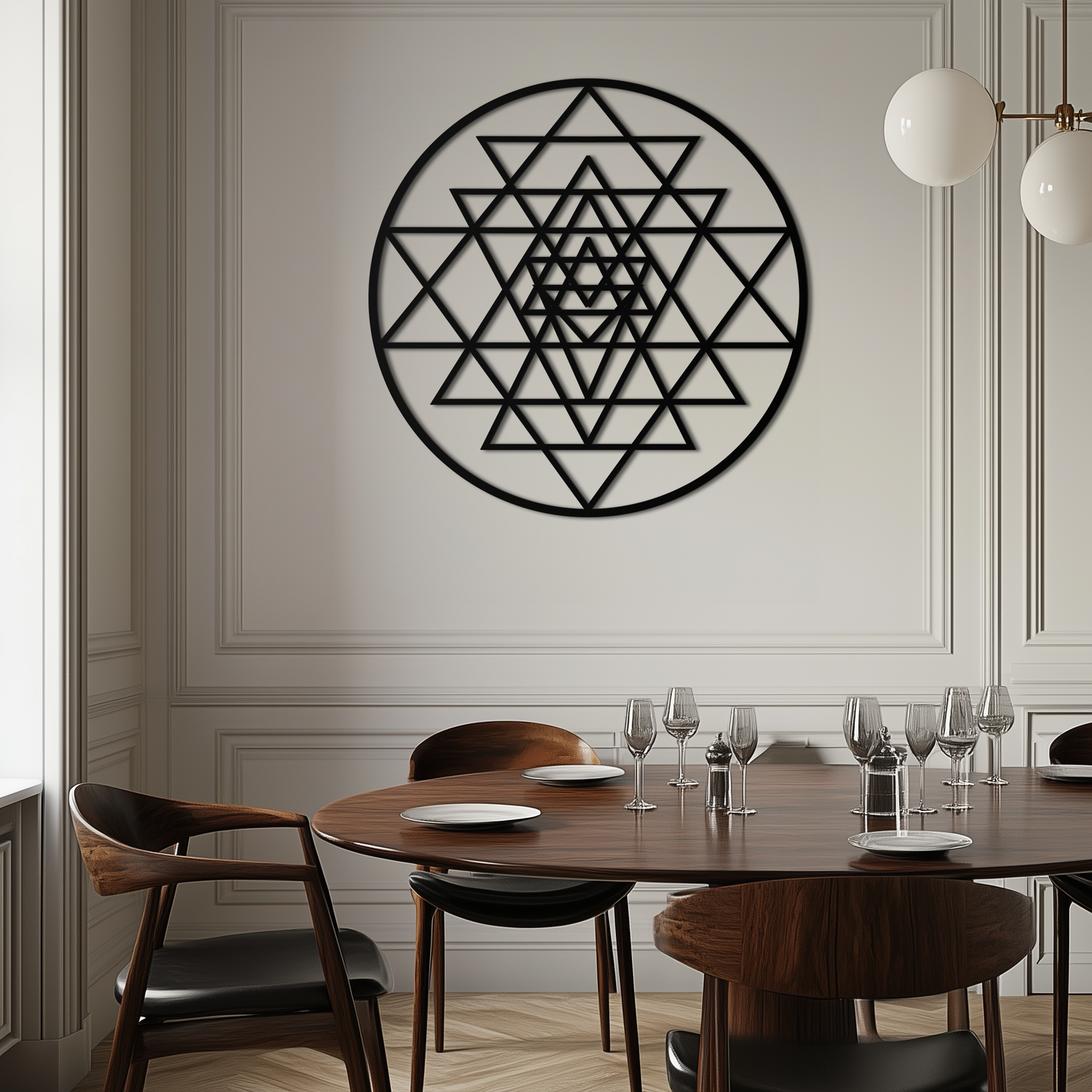 Geometric Sri Yantra Metal Wall Art - Sacred Geometry Steel Decor - KAF122 - Tampa Home & Garden Store