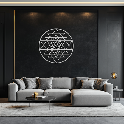 Geometric Sri Yantra Metal Wall Art - Sacred Geometry Steel Decor - KAF122 - Tampa Home & Garden Store