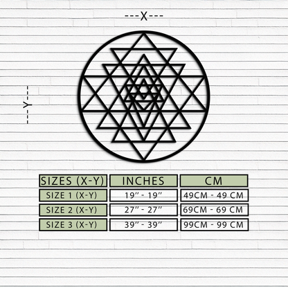 Geometric Sri Yantra Metal Wall Art - Sacred Geometry Steel Decor - KAF122 - Tampa Home & Garden Store