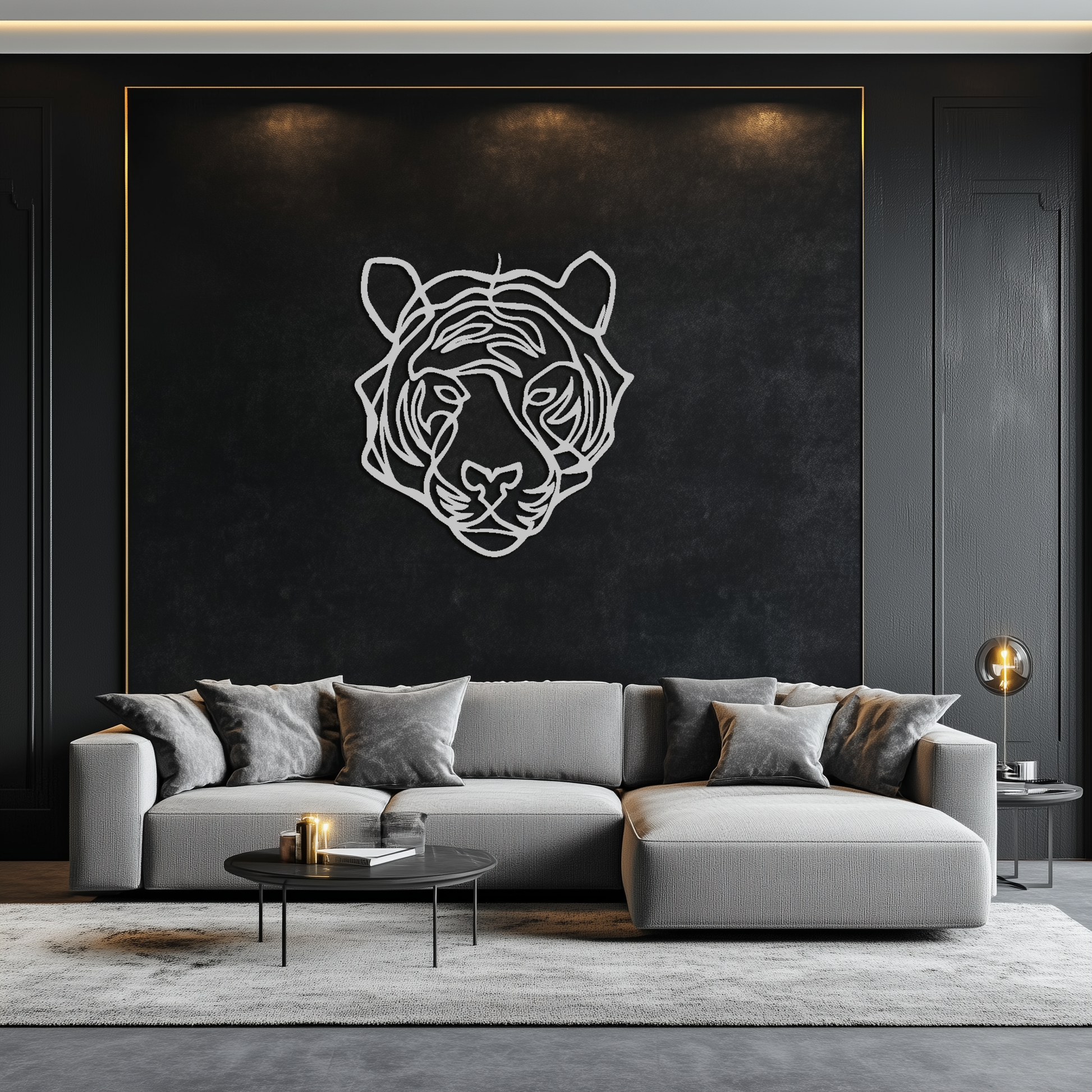 Geometric Tiger Metal Wall Art - Modern Minimalist Decor - KAF207 - Tampa Home & Garden Store
