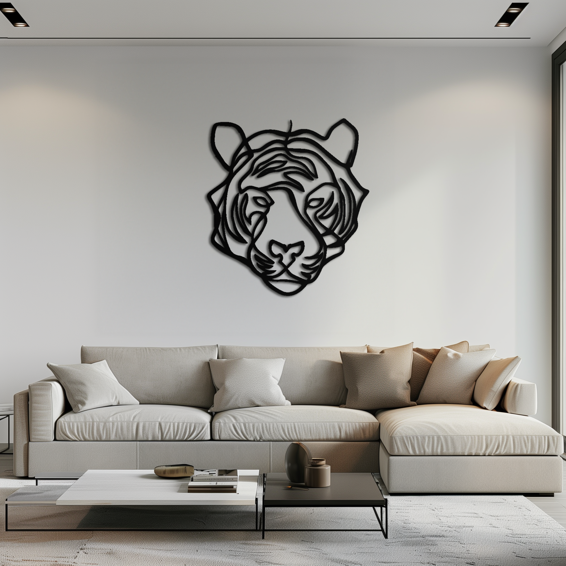 Geometric Tiger Metal Wall Art - Modern Minimalist Decor - KAF207 - Tampa Home & Garden Store