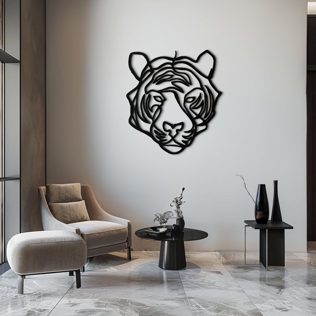 Geometric Tiger Metal Wall Art - Modern Minimalist Decor - KAF207 - Tampa Home & Garden Store