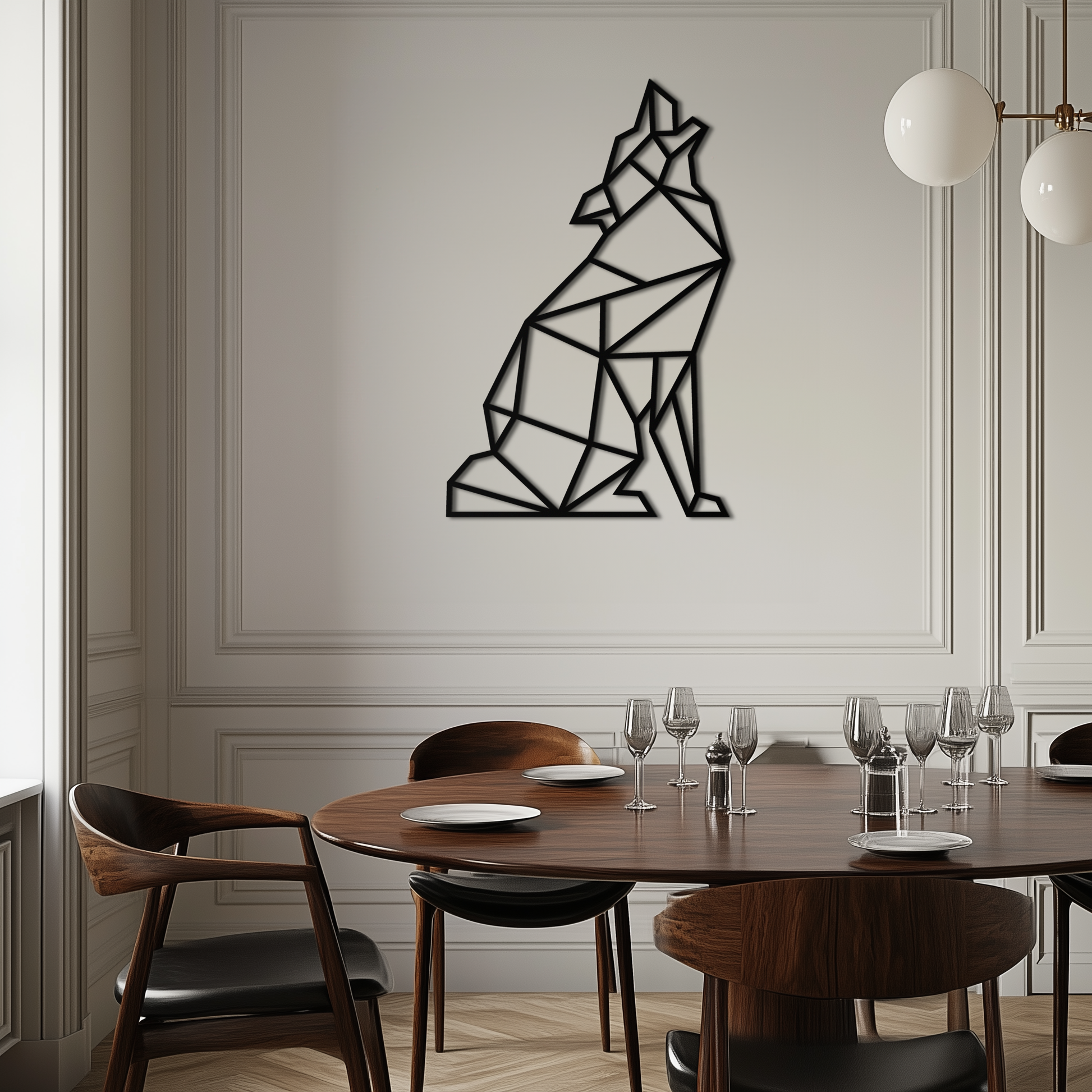 Geometric Wolf Metal Wall Art - Modern Animal Decor- KAF262 - Tampa Home & Garden Store