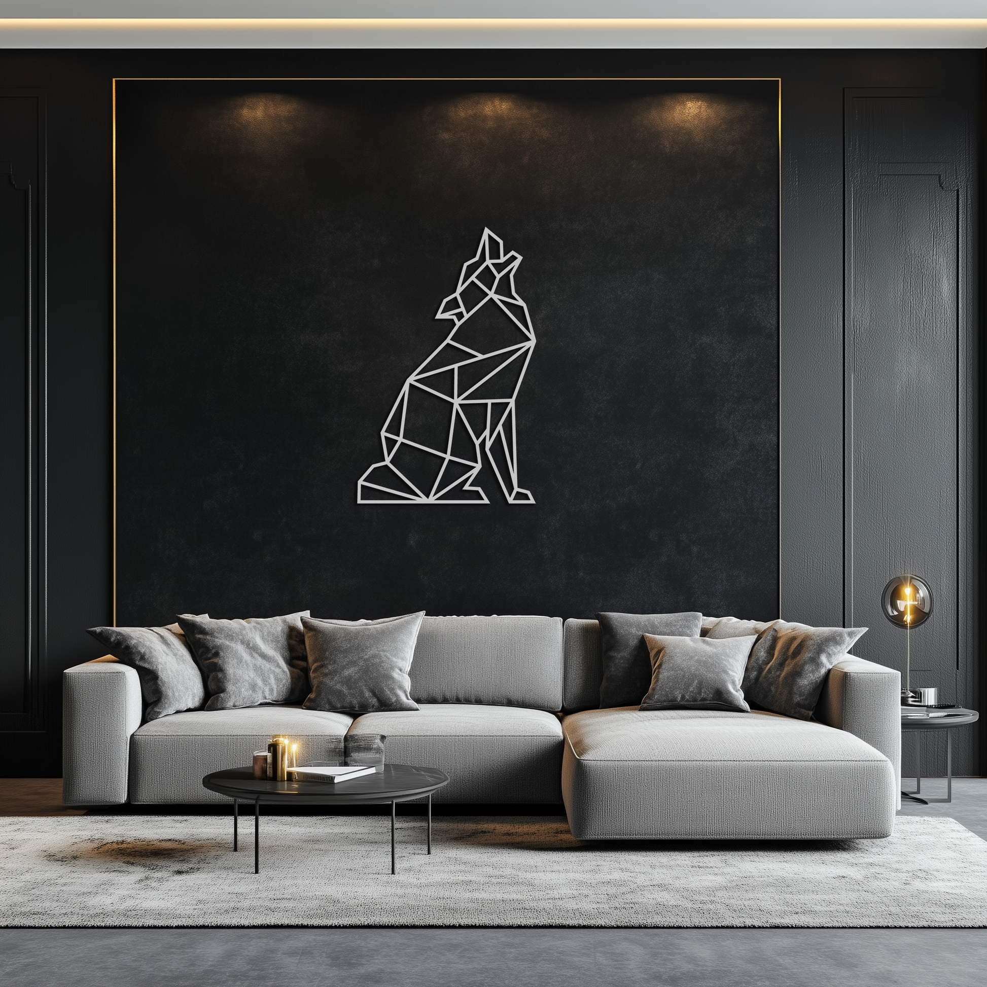 Geometric Wolf Metal Wall Art - Modern Animal Decor- KAF262 - Tampa Home & Garden Store