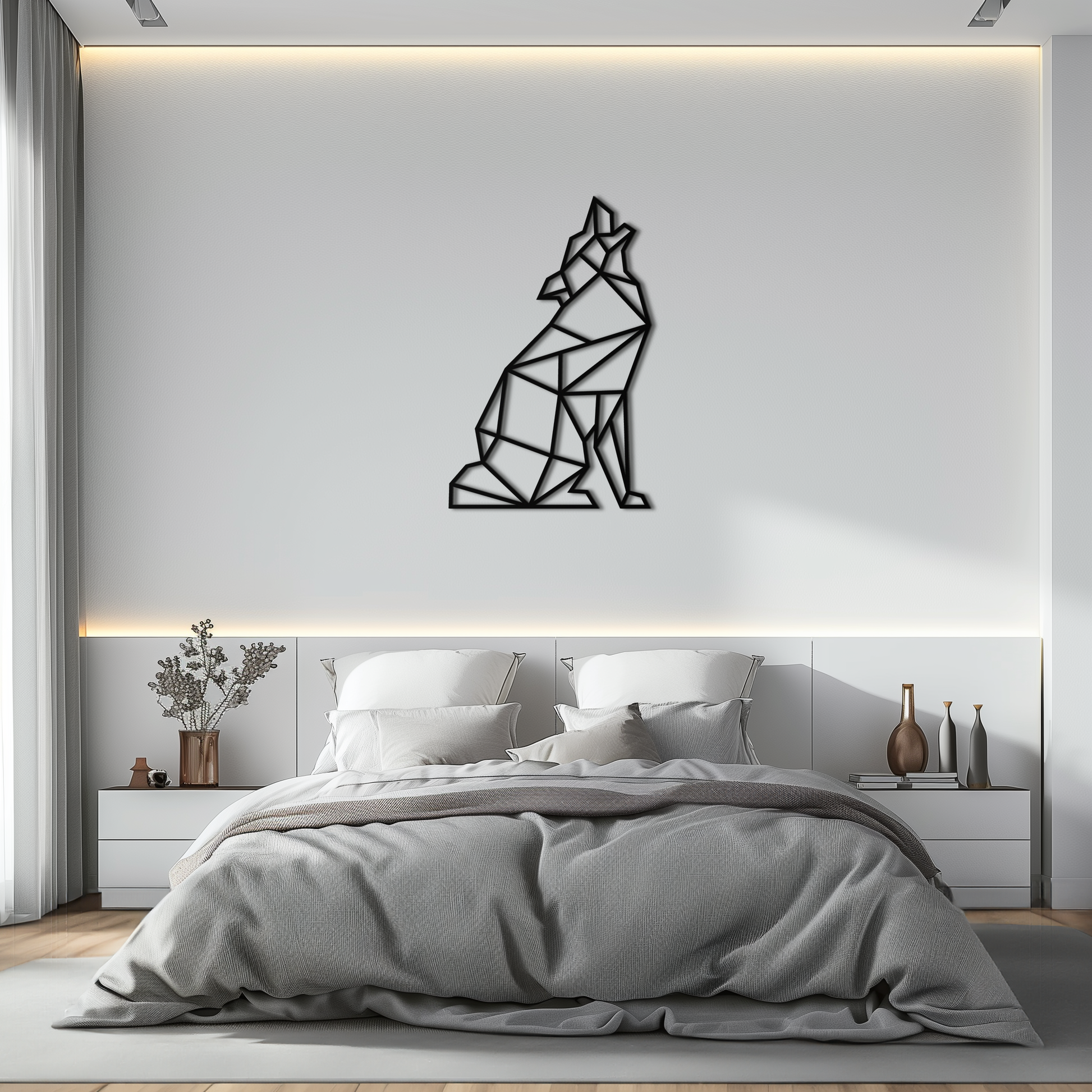 Geometric Wolf Metal Wall Art - Modern Animal Decor- KAF262 - Tampa Home & Garden Store