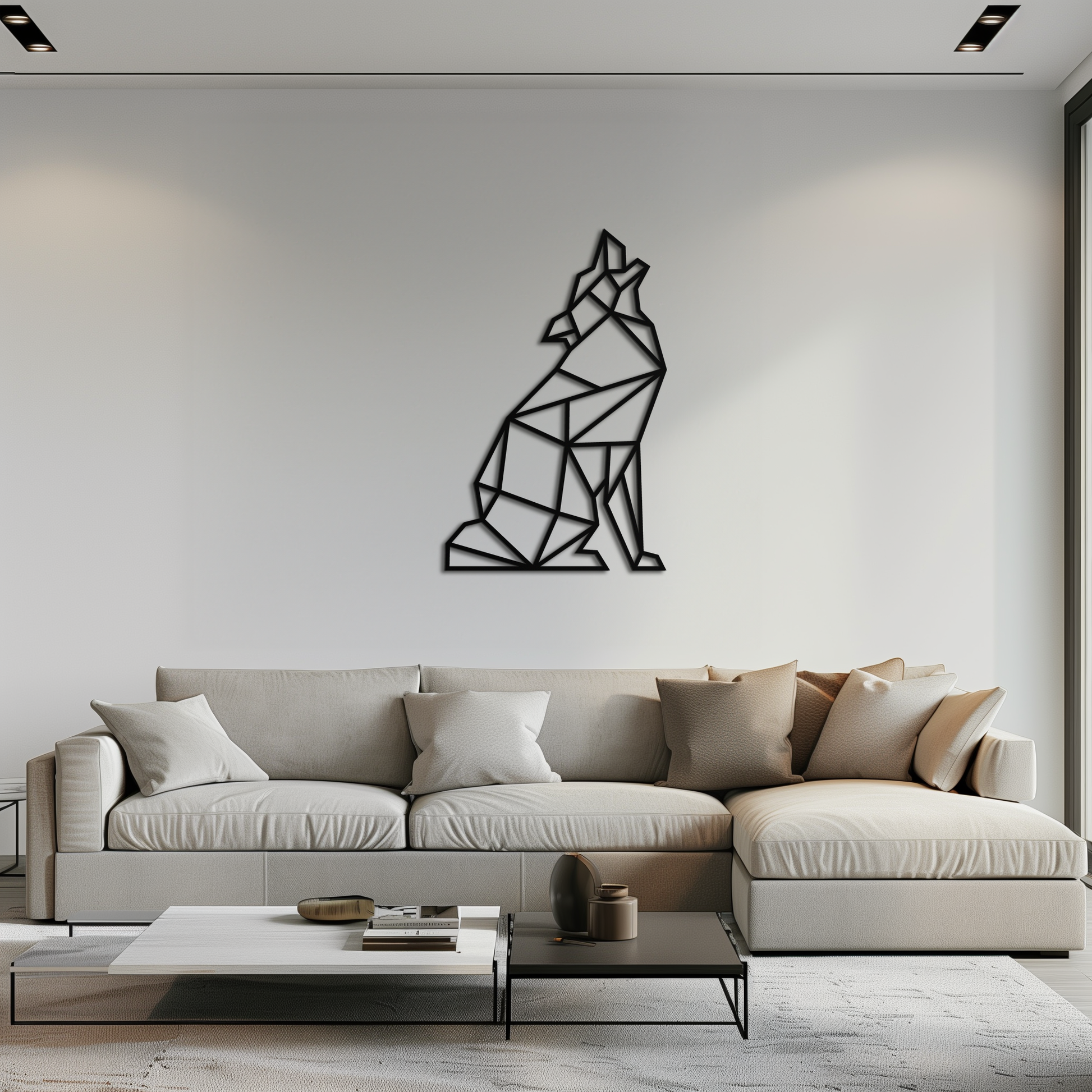 Geometric Wolf Metal Wall Art - Modern Animal Decor- KAF262 - Tampa Home & Garden Store