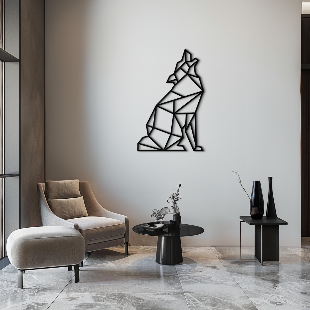 Geometric Wolf Metal Wall Art - Modern Animal Decor- KAF262 - Tampa Home & Garden Store