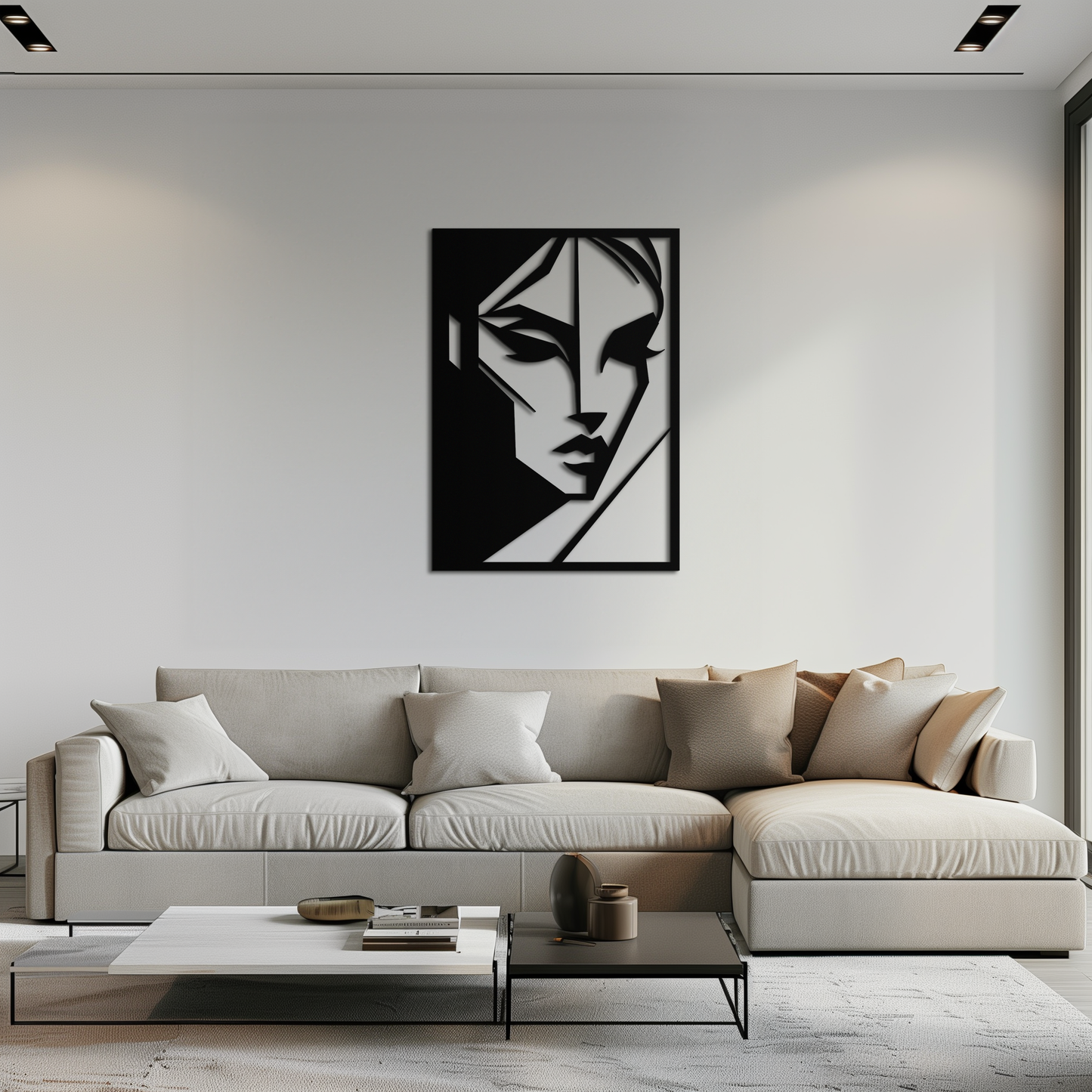 Geometric Woman Silhouette Metal Wall Art – Abstract Female Line Art Decor- KAF386 - Tampa Home & Garden Store