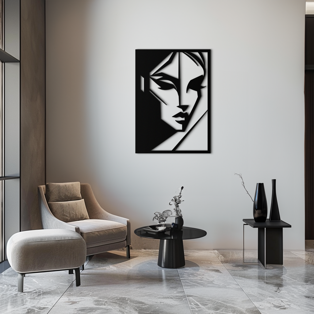 Geometric Woman Silhouette Metal Wall Art – Abstract Female Line Art Decor- KAF386 - Tampa Home & Garden Store