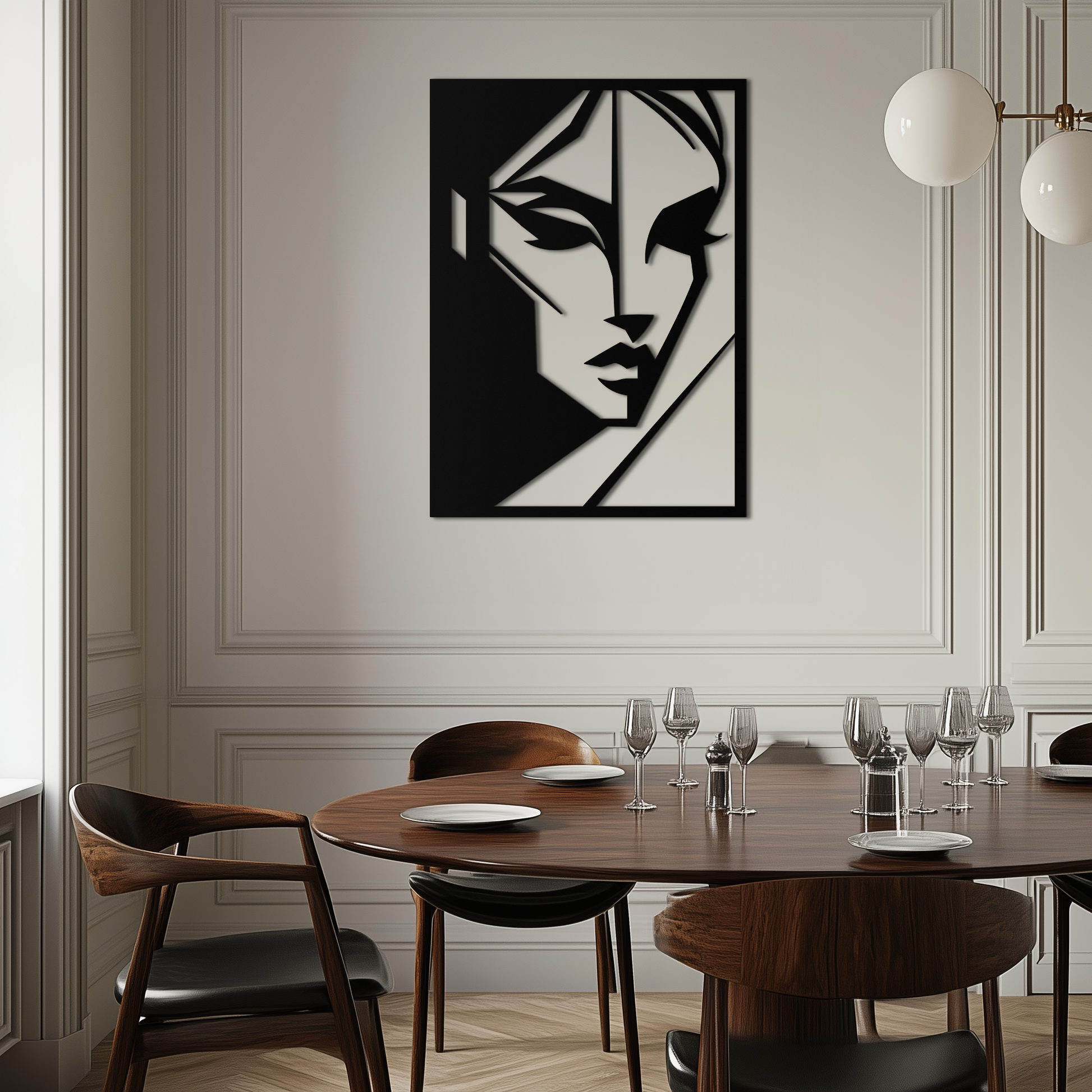 Geometric Woman Silhouette Metal Wall Art – Abstract Female Line Art Decor- KAF386 - Tampa Home & Garden Store