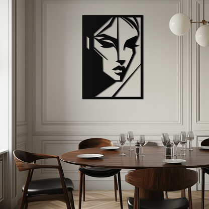 Geometric Woman Silhouette Metal Wall Art – Abstract Female Line Art Decor- KAF386 - Tampa Home & Garden Store