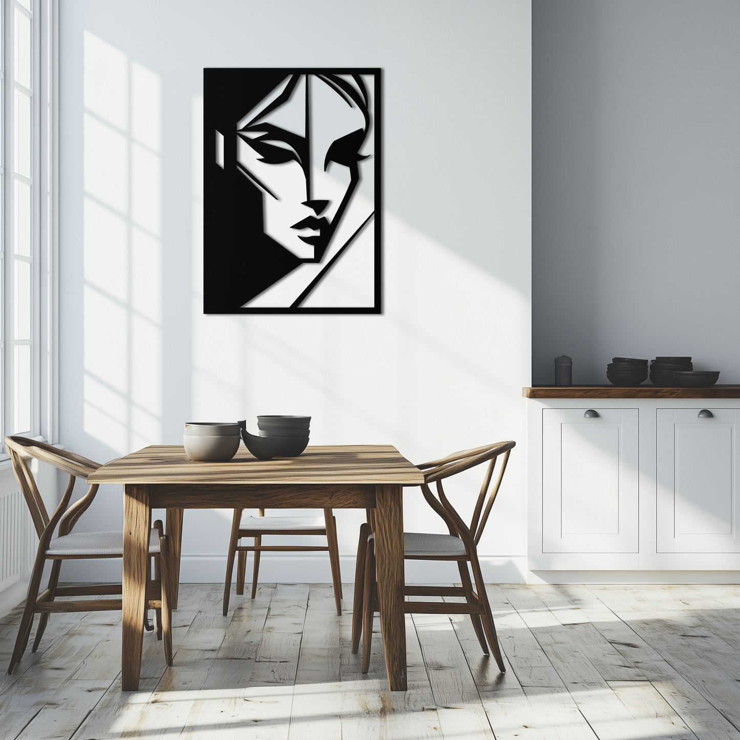 Geometric Woman Silhouette Metal Wall Art – Abstract Female Line Art Decor- KAF386 - Tampa Home & Garden Store