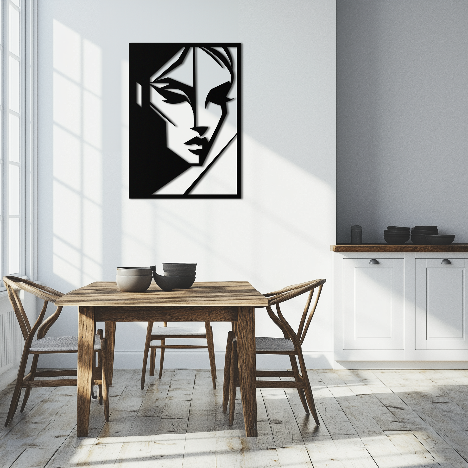 Geometric Woman Silhouette Metal Wall Art – Abstract Female Line Art Decor- KAF386 - Tampa Home & Garden Store