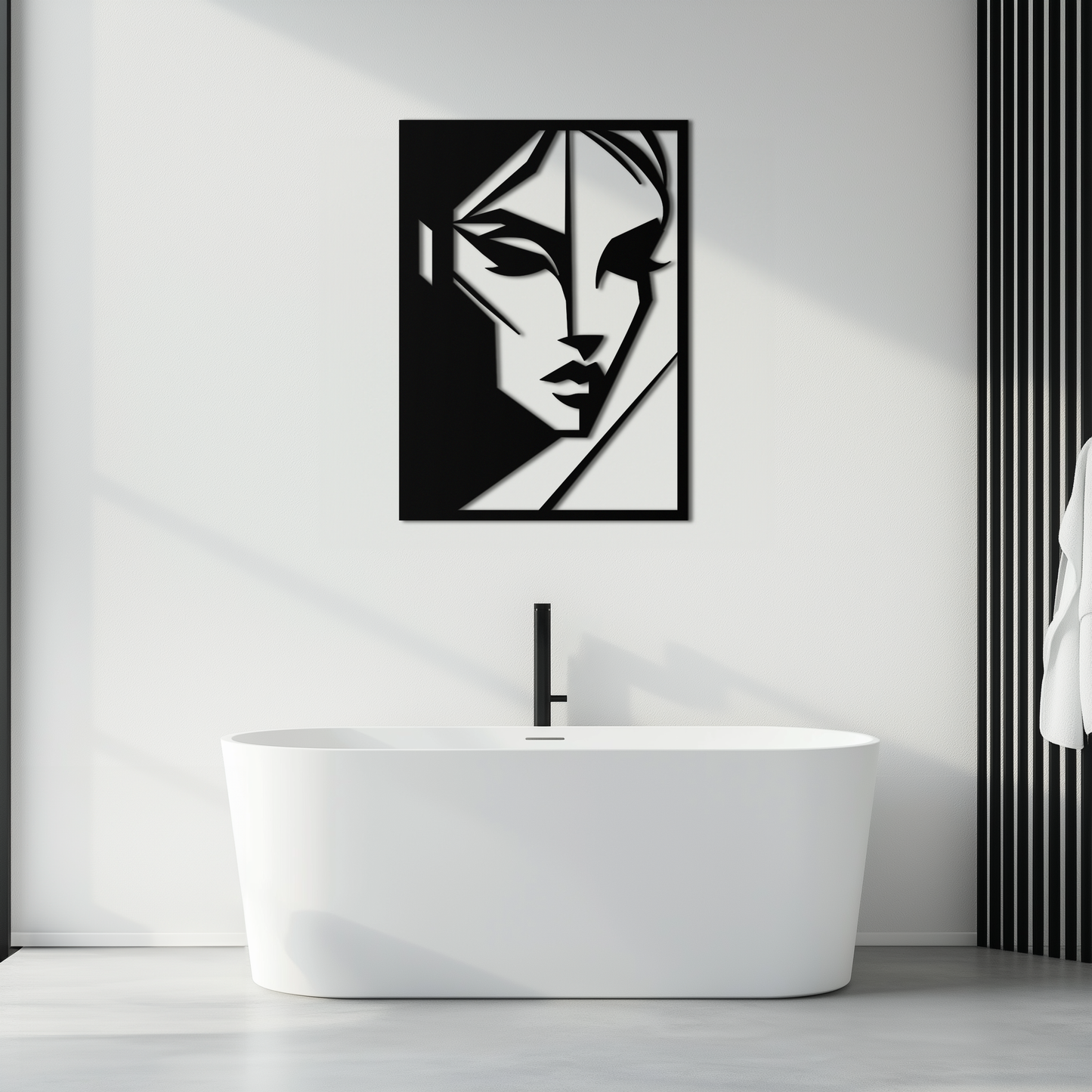 Geometric Woman Silhouette Metal Wall Art – Abstract Female Line Art Decor- KAF386 - Tampa Home & Garden Store
