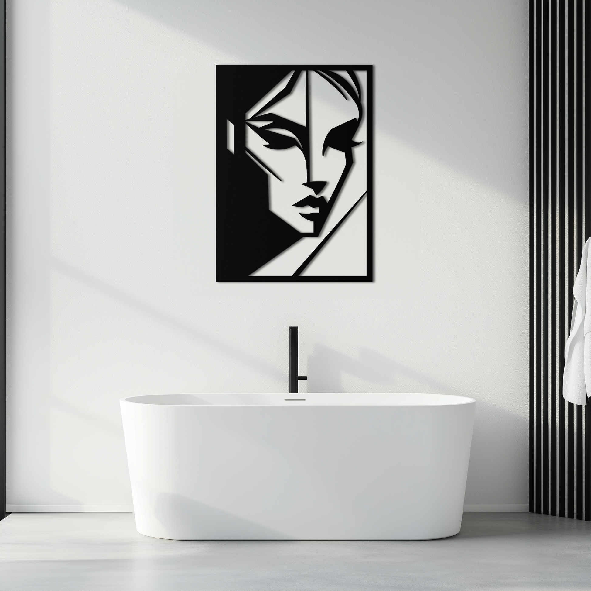 Geometric Woman Silhouette Metal Wall Art – Abstract Female Line Art Decor- KAF386 - Tampa Home & Garden Store