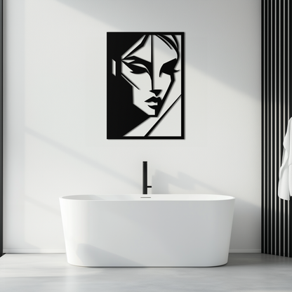 Geometric Woman Silhouette Metal Wall Art – Abstract Female Line Art Decor- KAF386 - Tampa Home & Garden Store