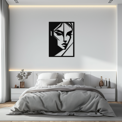 Geometric Woman Silhouette Metal Wall Art – Abstract Female Line Art Decor- KAF386 - Tampa Home & Garden Store