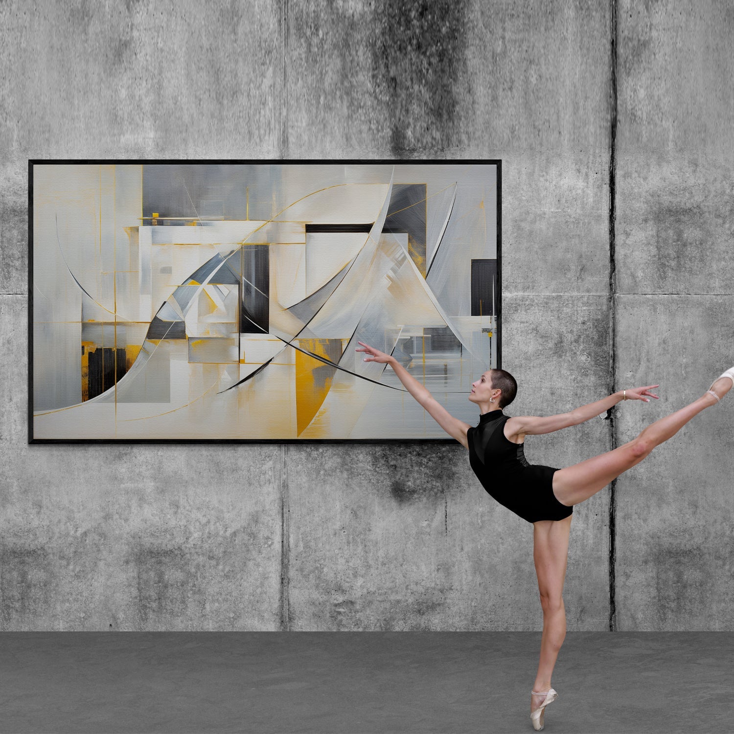 Canvas Print Geometric Whispers by Tailored Canvases, abstract gold gray composition on Tampa Home & Garden Store