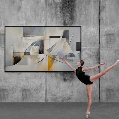 Canvas Print Geometric Whispers by Tailored Canvases, abstract gold gray composition on Tampa Home & Garden Store