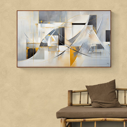 Canvas Print Geometric Whispers by Tailored Canvases abstract gray and gold shapes on canvas on Tampa Home & Garden Store