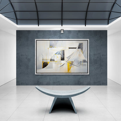 Canvas Print Geometric Whispers abstract composition on dark blue textured wall framed on Tampa Home & Garden Store