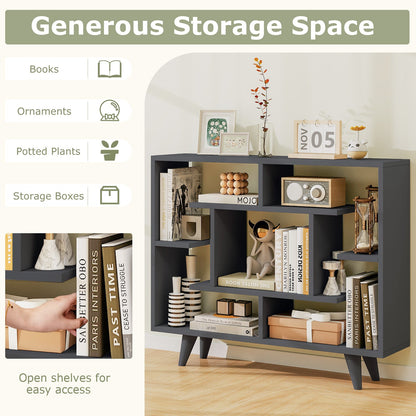 Librería Geométrica con Kit Antivuelco y Estantería de Almacenamiento - Negra