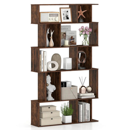 Geometric Bookshelf 5-Tier with Open Shelves