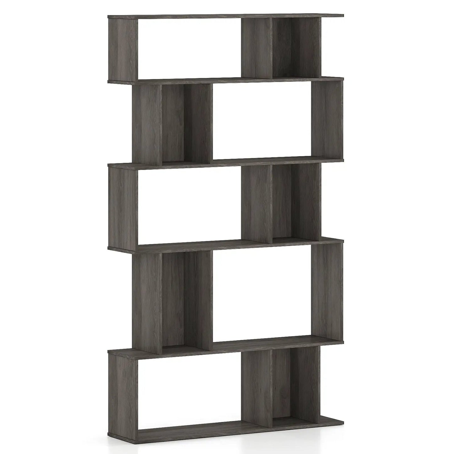 Geometric Bookshelf 5-Tier with Open Shelves