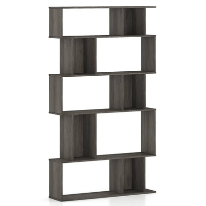 Geometric Bookshelf 5-Tier with Open Shelves