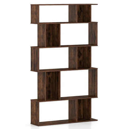 Geometric Bookcase Set of 2 5 Tier Open Shelves