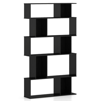 Geometric Bookcase Set of 2 5 Tier Open Shelves