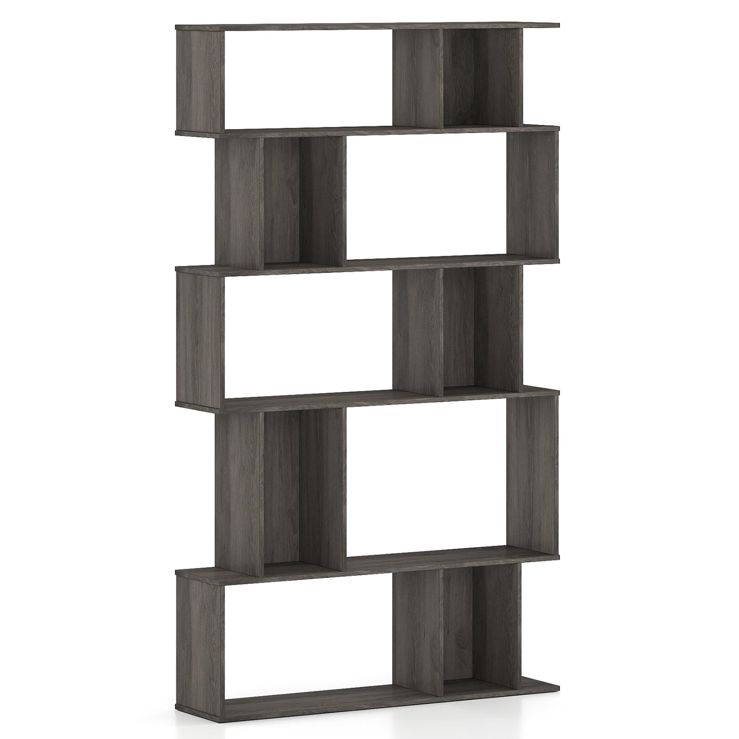Geometric Bookcase Set of 2 5 Tier Open Shelves