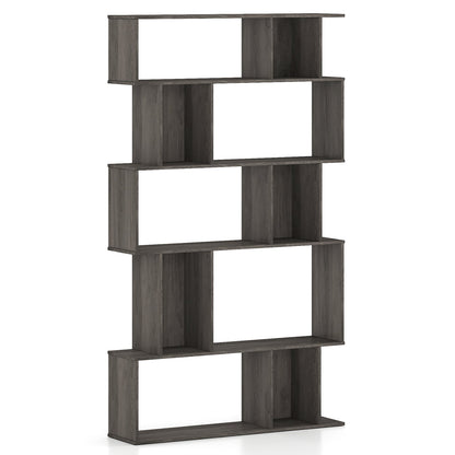 Geometric Bookcase Set of 2 5 Tier Open Shelves