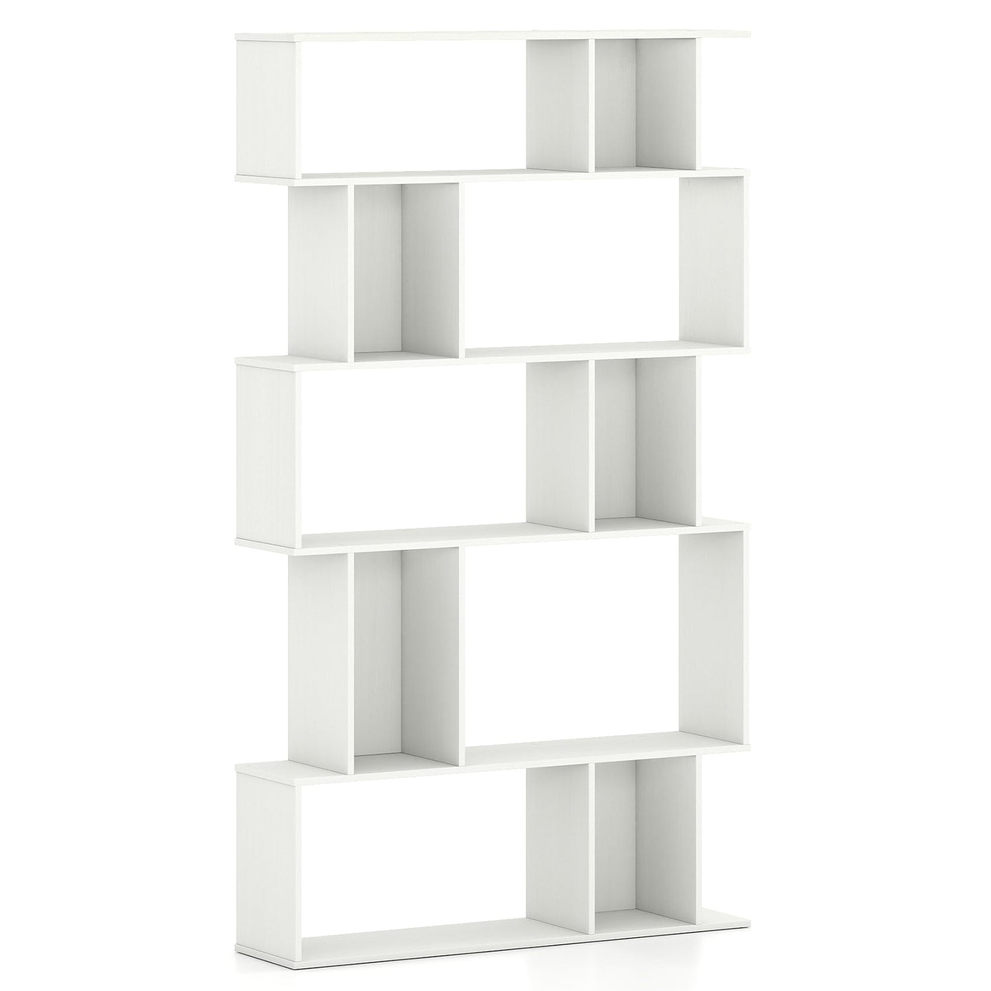 Geometric Bookcase Set of 2 5 Tier Open Shelves