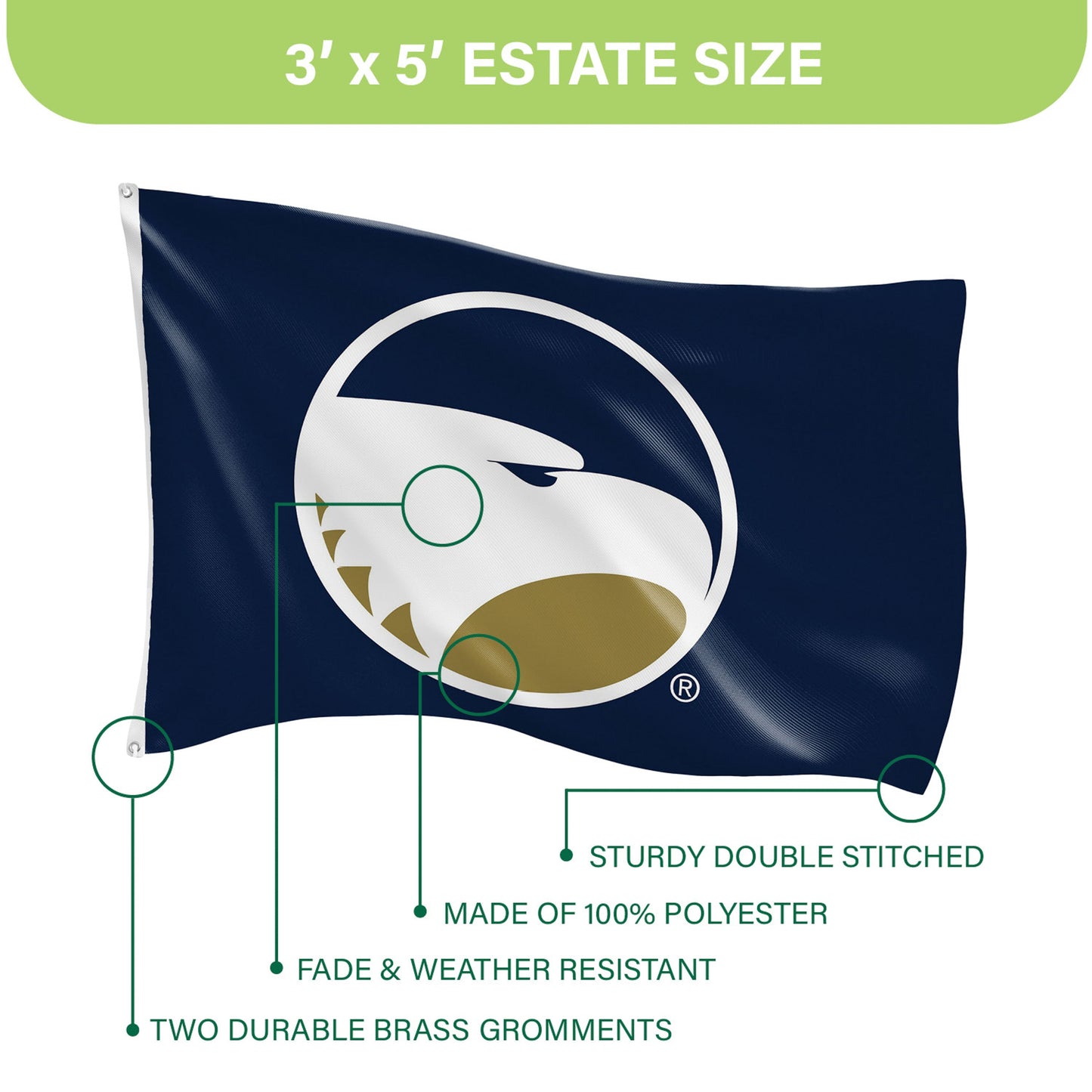 Georgia Southern Single Sided Flag w/ 2 Grommets, 3'x5' - Tampa Home & Garden Store