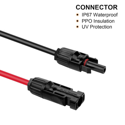Geosiry 10AWG Solar Extension Cable – 30ft (1 Red + 1 Black) - Tampa Home & Garden Store