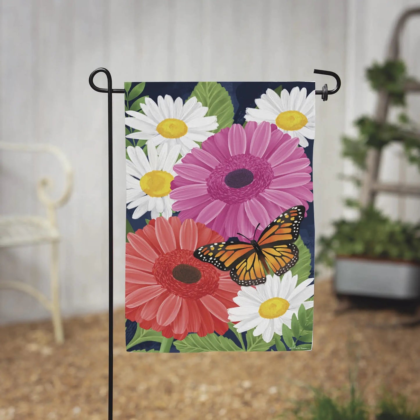 Gerbera Daisy Burlap Garden Flag - Tampa Home & Garden Store