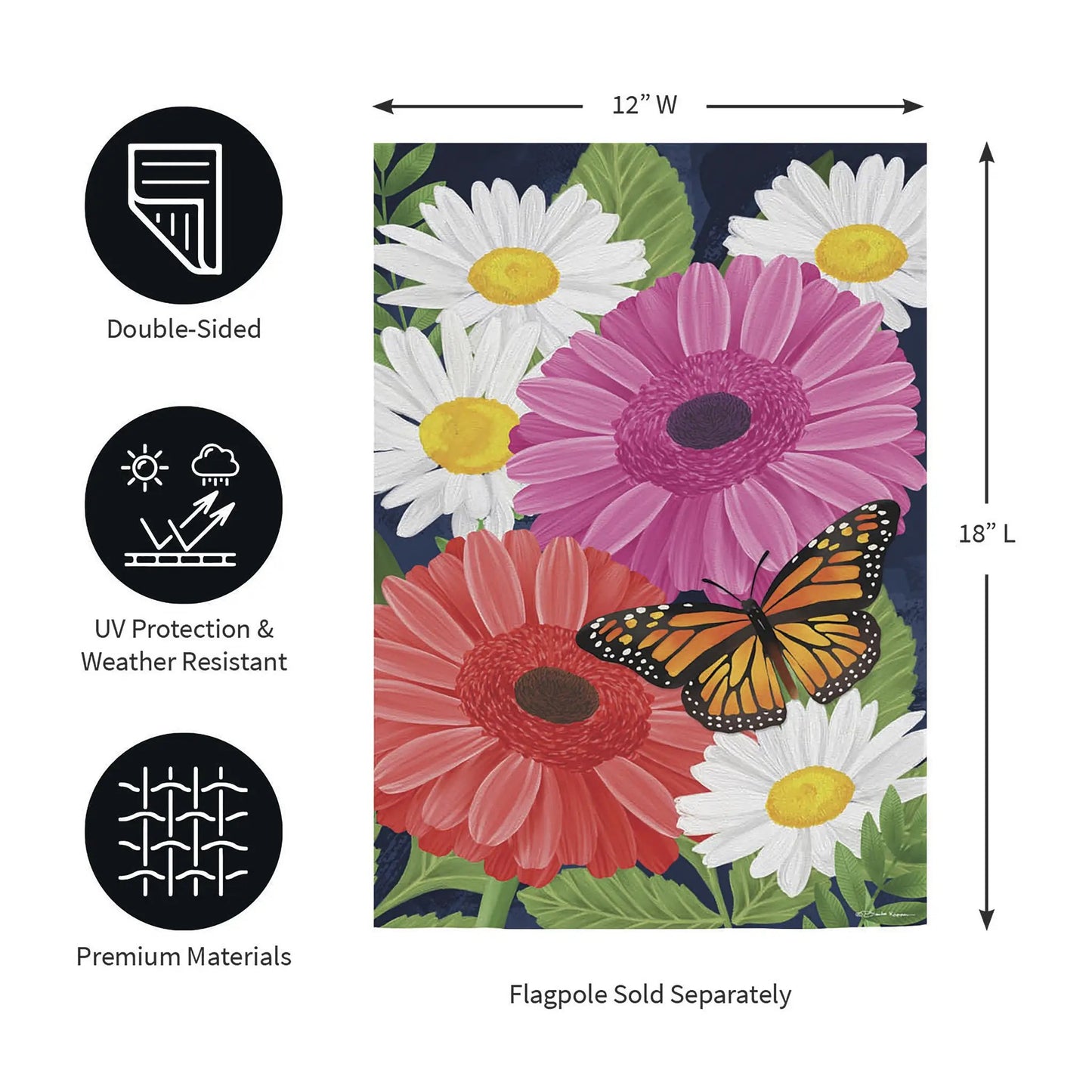 Gerbera Daisy Burlap Garden Flag - Tampa Home & Garden Store