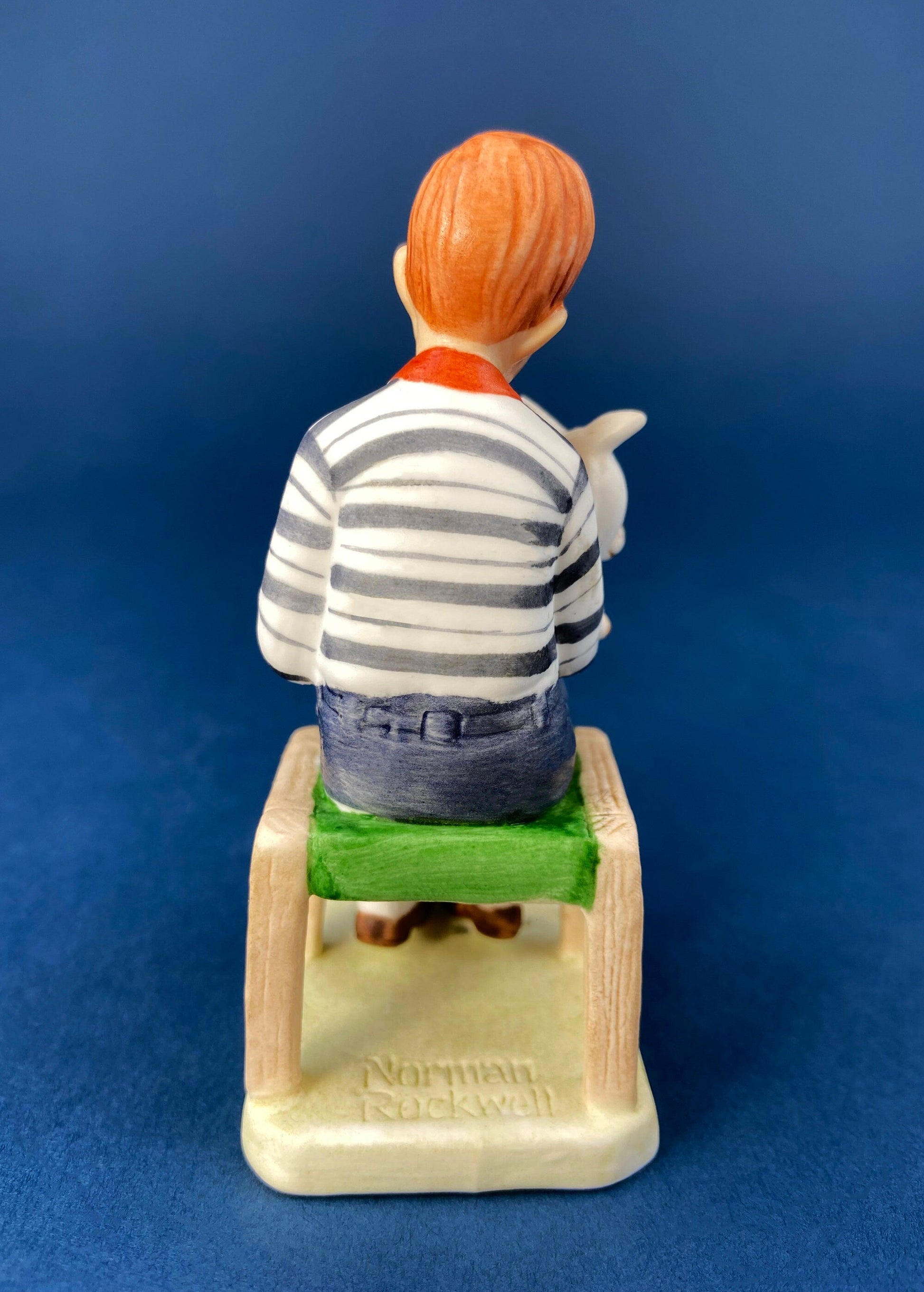 Get Well Soon Porcelain Figurine of Boy Holding Sick Dog. Inspired by Norman Rockwell's Saturday Evening Post Cover: "At the Vets." - Tampa Home & Garden Store