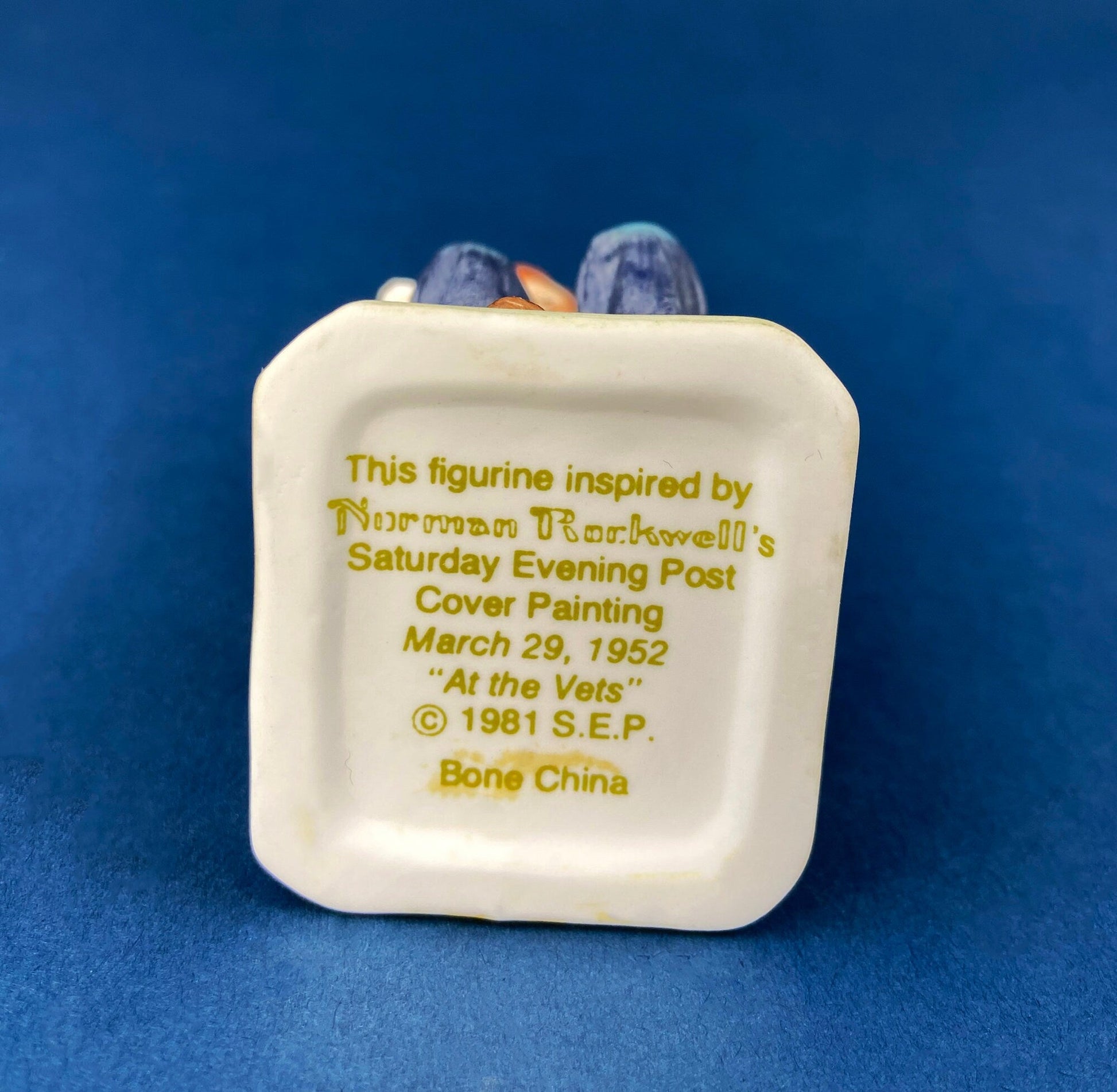 Get Well Soon Porcelain Figurine of Boy Holding Sick Dog. Inspired by Norman Rockwell's Saturday Evening Post Cover: "At the Vets." - Tampa Home & Garden Store