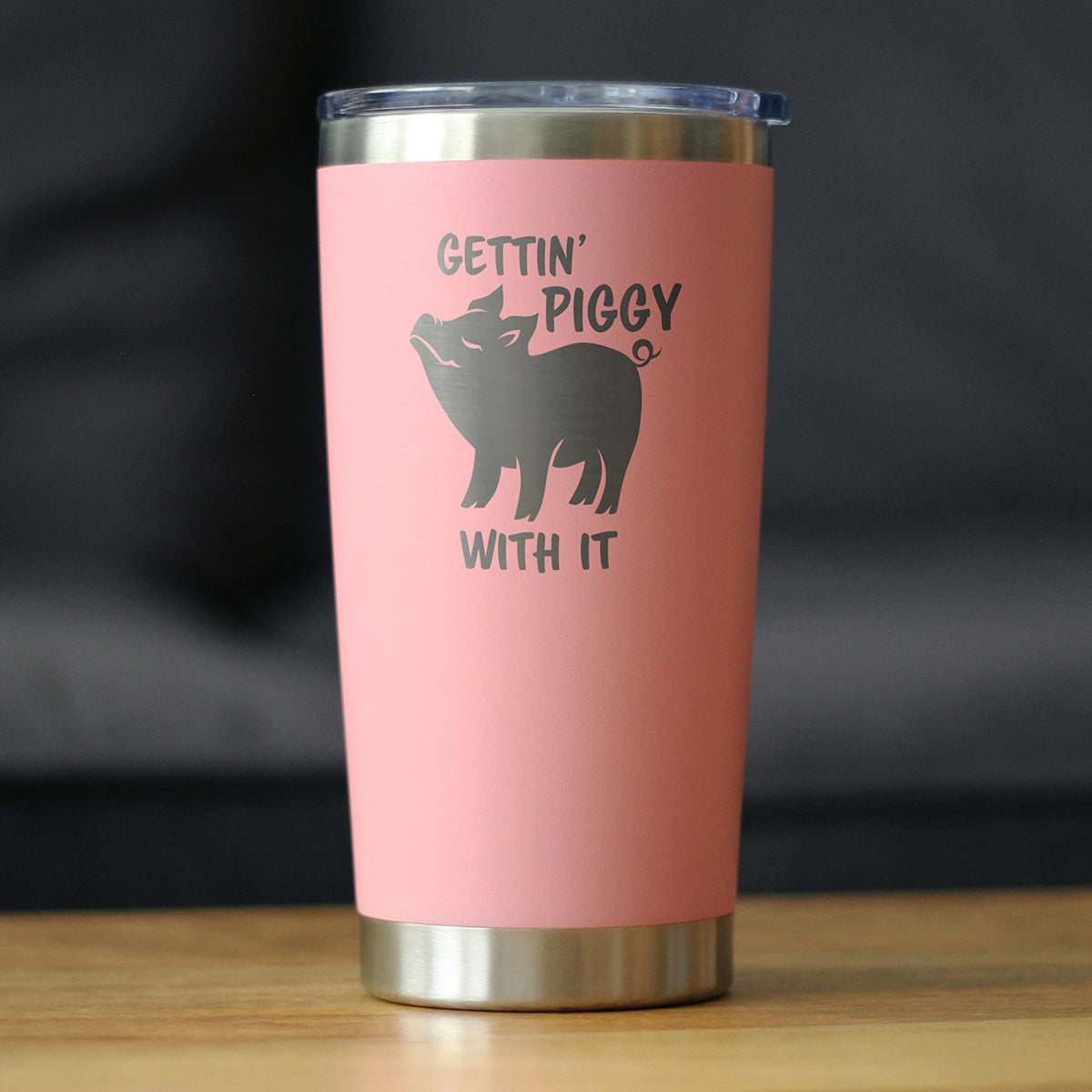 Gettin Piggy - Insulated Coffee Tumbler Cup with Sliding Lid - Stainless Steel Insulated Mug - Pig Themed Coffee Gifts - Tampa soil911.com
